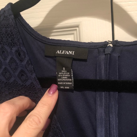 Alfani Navy blue lace cocktail dress - Picture 2 of 4